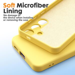 Ikziwreo Cover per Samsung Galaxy S24, 2 Proteggi Schermo in Vetro Temperato,Custodia in Silicone Morbido TPU Liquido,Case Protettiva Gomma Antiurto – Giallo
