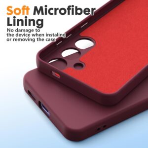 Ikziwreo Cover per Samsung Galaxy S24, 2 Proteggi Schermo in Vetro Temperato,Custodia in Silicone Morbido TPU Liquido,Case Protettiva Gomma Antiurto – Bordeaux