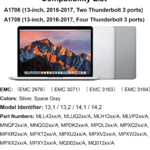 seven puppy (Argento) Schermo di Ricambio 13.3″ per PRO Retina A1706 A1708 2560 x 1600 Late 2016 Mid 2017 EMC 3071 EMC 3163 EMC 3164 Full LCD LED Screen Assembly Display (Argento)