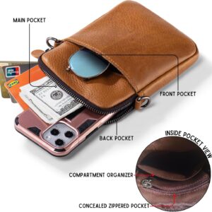 katloo Unisex Morbido Vera Pelle Borse Uomo Vintage Look Borsa a Tracolla Cellulare Cintura Borsa Telefono Fondina per Viaggi, Attività all’Aperto