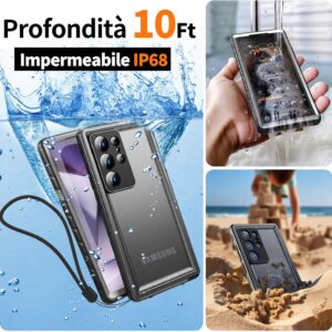 Cozycase Cover Per Samsung Galaxy S24 Ultra Impermeabile Antiurto 2m AntiCaduta IP68 Subacquea Antipolvere 360 Gradi Fronte e Retro Militare Rigida Protettiva Custodia S 24 Ultra Resistente Waterproof