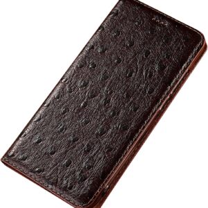 SCWZZWSY Custodia a portafoglio per Samsung Galaxy S24 Ultra/S24 Plus/S24 Plus/S24, custodia a libro con protezione con cavalletto, lussuosa custodia in pelle bovina in rilievo di struzzo (S24 Ultra,