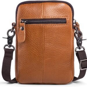 katloo Unisex Morbido Vera Pelle Borse Uomo Vintage Look Borsa a Tracolla Cellulare Cintura Borsa Telefono Fondina per Viaggi, Attività all’Aperto