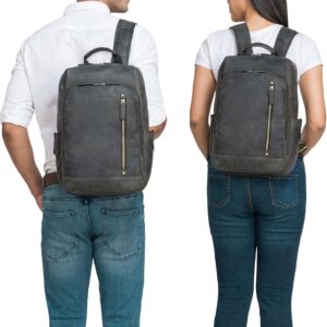 STILORD ‘Johnson’ Zaino Business Uomo Pelle Vintage Zaini per 13,3 pollici MacBook Laptop Daypack per Ufficio Zainetto Grande in Vera Pelle, Colore:carbon – grigio
