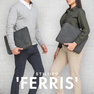 STILORD ‘Ferris’ Cartella A4 Portadocumenti in Pelle Vintage Borsa per Tablet Custodia per MacBook da13,3 Pollici Raccoglitore Porta PC Portablocchi Cuoio, Colore:carbon – grigio