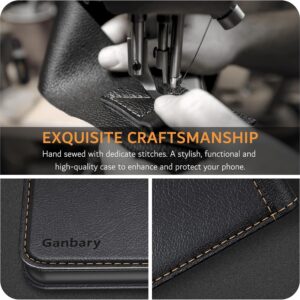 Ganbary Cover Compatibile con Samsung Galaxy S24 FE, Premium Pelle PU Flip Libro Custodia per Samsung Galaxy S24 FE [Protezione Completa] [Slot per Scheda] [Funzione di Supporto], Nero