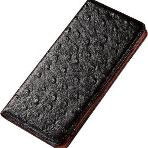 SCWZZWSY Custodia a portafoglio per Samsung Galaxy S24 Ultra/S24 Plus/S24 Plus/S24, custodia a libro con protezione con cavalletto, lussuosa custodia in pelle bovina in rilievo di struzzo (S24 Ultra,