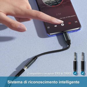 Adattatore USB C Jack 3.5mm Adattatore Cuffie USB C per Samsung S25 S24 Ultra S23 S22 S21 FE A55 A54 A53 A35 A34 Adattatore USB C a 3,5 mm Jack Aux per Google Pixel 9 8 Pro 8a OnePlus 12 iPad Air 2024