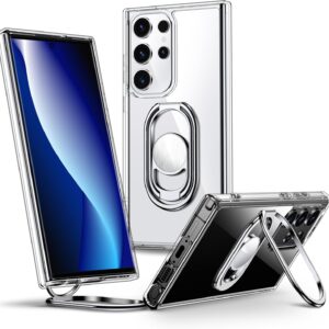 SHIELDS UP Cover per Samsung Galaxy S24 Ultra, con Supporto Doppio Anello Regolabile, Cover Sottile Antiurto per Samsung S24 Ultra – Trasparente