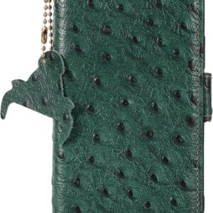 Custodia a portafoglio per Samsung Galaxy S24 Ultra/S24 Plus/S24 in pelle bovina, realizzata a mano, con rilievo di struzzo, magnetica, guscio interno in TPU (S24 Ultra, rosso)