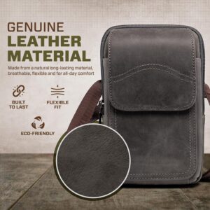 hengwin Borsa a Cerniera in Pelle Borsa a Tracolla Retrò Casual Crossbody Borsa Borsa del Telefono Cintura Borsa del Telefono Fondina (Grigio)