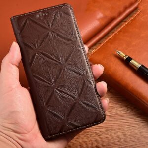 Custodia a Portafoglio per Samsung Galaxy S24 S24 Plus S24 Custodia a Portafoglio Magnetica in Vera Pelle Ultra Lusso con Porta Carte di Credito Cover per Cellulare (per S24, Marrone)