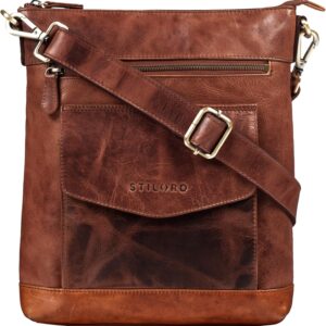 STILORD ‘Mailo’ Vintage Borsa in Pelle Borse a tracolla moderna per Signore e signori borsa per macbook 13 pollici vera pelle, Colore:kara – cognac