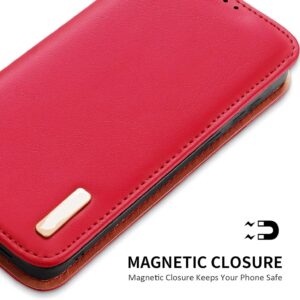 Custodia a Portafoglio per Samsung Galaxy S24 Ultra/S24 Plus/S24 Flip Custodia Compatibile con Ricarica Wireless in Vera Pelle Magnetica Folio con Slot per Schede (Galaxy S24 Plus, Marrone)