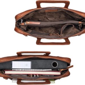 STILORD ‘Pierce’ Borsa Porta PC con Manici in Pelle Cartella Portadocumenti per MacBooks 13,3 Pollici Valigetta Vintage Borsa da Ufficio Cuoio Genuino