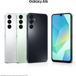 Samsung Galaxy A16, 3 anni di Garanzia del produttore, Android 14, Display Super AMOLED 6.7″ FHD+, 4GB RAM, 128GB, Batteria 5.000 mAh, IP54, memoria espandibile, Black [Versione Italiana]