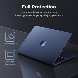 EooCoo Cover Ultra Sottile Compatibile con MacBook Air 15 2024-2023 con Chip M3 / M2 : Display Liquid Retina 15,3 Pollici, A3114 A2941, Riduzione delle Impronte Digitali, Custodia Rigido – Mezzanotte