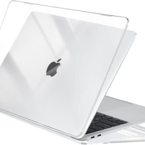 EooCoo Custodia Macbook Pro 13 Pollici M2 M1 A2338 A2289 A2251 A2159 A1989 A1706, Plastica Copertina Rigide Compatibile per Pro 13 con Touch Bar, 2022-2016 Pubblicazione – Cristallo Trasparente