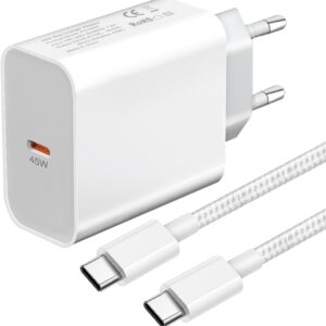 45W Caricatore USB C con Cavo per Samsung S23 Ultra/S25 Plus/S24+/S24 Ultra/S22 Ultra/S21 FE,A55 5G A54 A34 A53 A35 A33 A23 Galaxy Note 20,Z Fold 4 5 6,Tab S7 S8 Caricabatterie Spina Presa Ricarica