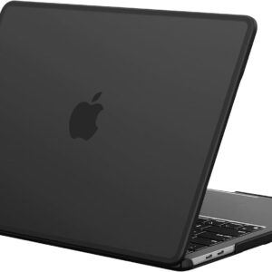 BlueSwan Custodia Compatibile con MacBook Pro 13 Pollici Cover Rigida, Uscita 2022-2016, M2 M1 A2338 A2251 A2289 A2159 A1989 A1708 A1706, Bordo in TPU Anti-Rottura – (Bordo Nero) Nero Opaco