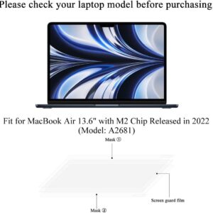Arisase Confezione da 2 pellicole protettive per schermo HD per MacBook Air 13.6 con M2 chip (Modello: A2681) 2022 rilasciato (13,6 pollici)