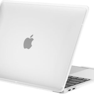 BlueSwan Custodia Compatibile con 2020-2018 MacBook Air 13 Pollici M1 A2337 A2179 A1932 con Retina Display, Cover Rigido Protettivo, Bordo in Silicone TPU – (Bordo Bianco) Trasparente Opaco