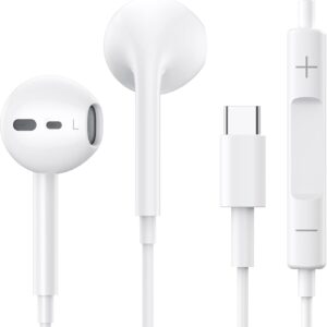 Cuffie Con Filo USB C Hi-Fi Stereo Auricolari USB C con filo,Auricolari Type C In Ear Con Microfono, Auricolari USB C Compatibile con iPhone 15/15 Pro Max/Samsung S24/S23 Ultra/S22/iPad Pro – Bianco