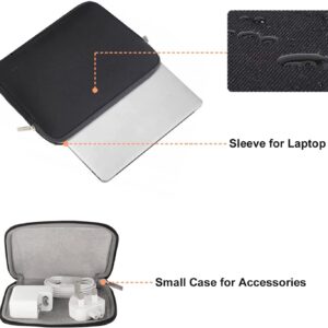 MOSISO Laptop Custodia Compatibile con MacBook Air 13 M3 M2 M1 A2337 A1932 2018-2025/Pro 13 M2 M1 A2338 A2251 A2289 A2159 A1989 A1706,Neoprene Borsa con Piccolo Case, Nero