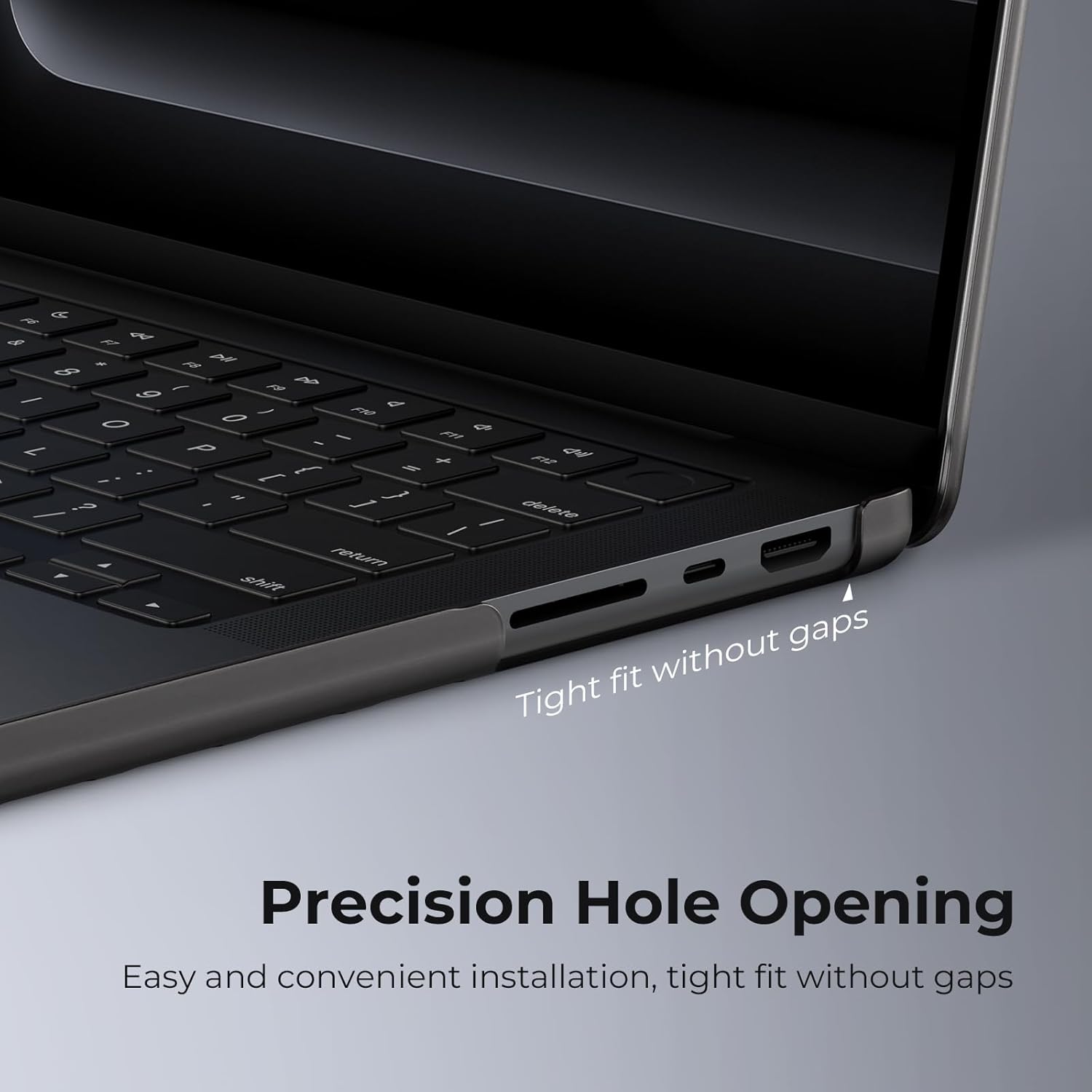 EooCoo Cover Ultra Sottile compatibile con MacBook Pro 16 Pollici M4 M3 M2 M1 Pro Max 2024 2023 2021, A3186 A3403 A2991 A2780 A2485, Custodia Rigido per Mac Laptop - Nero Siderale Opaco - immagine 3