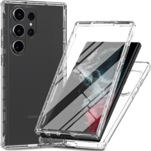RonRun Cover Samsung Galaxy S24 Ultra 5G Transparent Case con Protezione per Schermo Incorporata, Trasparente AntiGraffio Antiurto Doppia Protettiva Custodia per Galaxy S24 Ultra 5G – Transparent