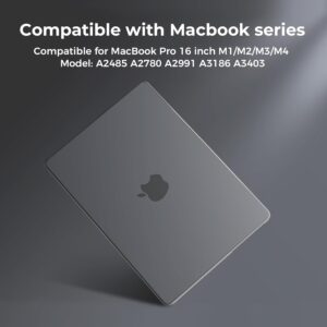 BlueSwan PP Cover Compatibile con MacBook PRO 16 Pollici M4 M3 M2 M1 PRO/Max 2021-2024, A2485 A2780 A2991 A3186 A3403, Custodia Si Adatta Meglio al Corpo, Durevole Protettivo AntiGraffio – Opaco Nero