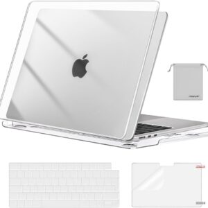 MOSISO Cover Compatibile con MacBook Air 13 Pollici Case M3 M2 2025 2024-2022 A3113 A2681,Custodia Compatibile MacBook Air 13,6 Pollici&Copritastiera&Proteggi Schermo&Storage Bag,Chiaro Cristallo