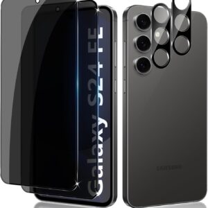 LiiLaa Privacy Pellicola Protettiva per Samsung Galaxy S24 FE, [2 + 2 Pezzi] Privacy Vetro Temperato e Pellicola Fotocamera, Anti-Graffio HD Durezza 9H Anti Spy Protezione Schermo