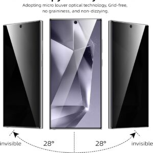 Viojrlra Privacy Pellicola Protettiva per Samsung Galaxy S24 Ultra Vetro Temperato Anti-Spy, Durezza 9H Ultra Resistente Anti Graffio Anti-Impronte Pellicola Prottetiva, Senza Bolle, HD, Pacco da 2