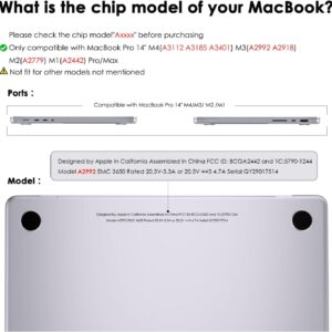 eleger Cover anti-cracking compatibile con MacBook Pro 14 pollici M4 M3 M2 M1 Pro/Max A3112 A2918 A2779 A2442, versione 2024 2023 2021, bordo in TPU nero e Custodia rigido in PC, Trasparente opaco