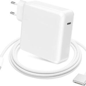Caricatore Mac Book Air/Pro, 96W M3 Caricabatterie Mac con Cavo Intrecciato USB-C su T-Tip da 2M, per MacBook Pro 16 14 Pollici 2021 2023 2024, MacBook Air 13 15 Pollici M2 2022 2023, M3 2023 2024