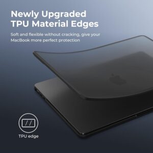 BlueSwan Custodia compatibile con MacBook Pro 14 Pollici 2024 2023 2024 Pro/Max M4 A3112 A3185 A3401, M3 A2918 A2992, M2 A2779, M1 A2442, Cover Rigido Protettivo Bordo in TPU – (Bordo Nero) Nero Opaco