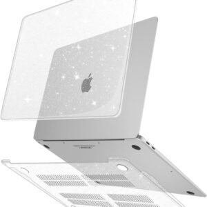 ZYB Custodia per MacBook Air 13 Pollici 2021 2020 2019 2018 (M1 A2337 A2179 A1932), Case Cover Copertina Protettiva Plastica Rigida per Mac Book Air 13 Touch ID, Glitter trasparente