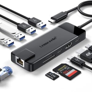 Lemorele Hub USB C Docking Station Ethernet Gigabit, Hdmi 4K, 4*USB-A 3.0/2.0, USB-C 3.0, PD100w, SD TF 10in1 1000M Rj45 Lan Laptop Dock Usbc Hub Multiporta Adattatore per Macbook Air Pro Hp Dell ecc