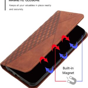 KOUYI Cover per Samsung Galaxy S24, Custodia Portafoglio,Cover Libro,Pelle Flip/Folio Case con [Funzione di Supporto] [3-Scheda Slot] [Magnetica] Antiurto (Marrone)