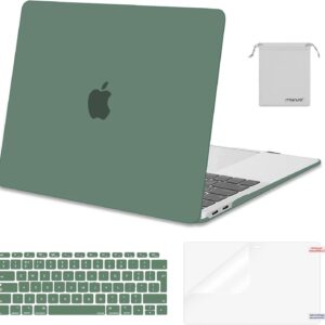 MOSISO Cover Compatibile con MacBook Air 13 Pollici M1 2022-2019 2018 A2337 A2179 A1932,Custodia Compatibile per MacBook Air 13,3 Case&Tastiera Cover&Proteggi Schermo&Storage Borsa, Midnight Verde