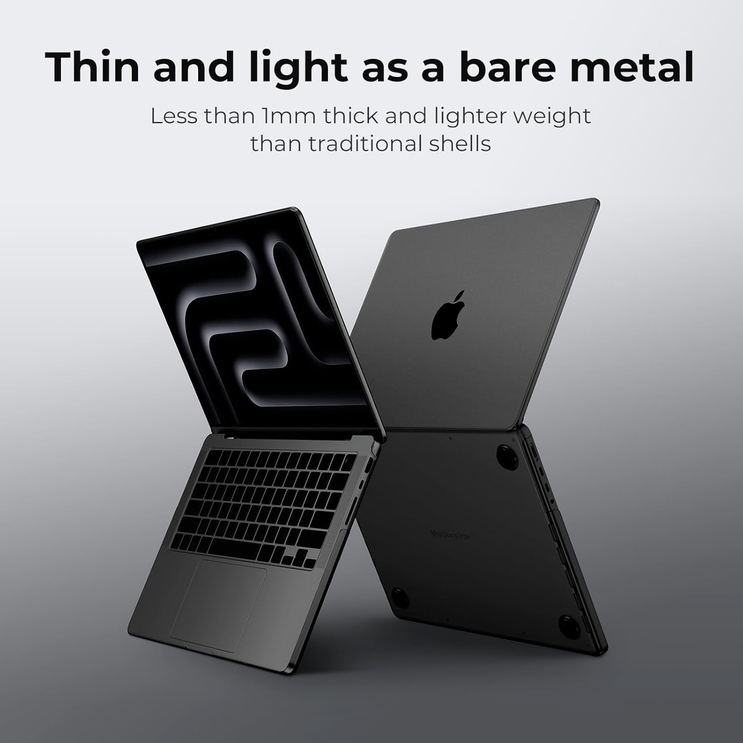 EooCoo Cover Ultra Sottile compatibile con MacBook Pro 16 Pollici M4 M3 M2 M1 Pro Max 2024 2023 2021, A3186 A3403 A2991 A2780 A2485, Custodia Rigido per Mac Laptop - Nero Siderale Opaco - immagine 8
