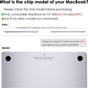 eleger Cover anti-cracking compatibile con MacBook Air 15 pollici M2 A2941 M3 A3114, versione 2024 2023, bordo in TPU nero e Custodia rigido in PC, Trasparente opaco