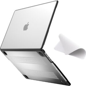 eleger Cover anti-cracking compatibile con MacBook Air 15 pollici M2 A2941 M3 A3114, versione 2024 2023, bordo in TPU nero e Custodia rigido in PC, Trasparente opaco