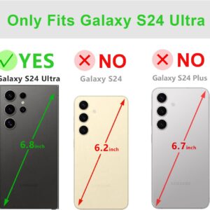 Lensun Custodia per Samsung Galaxy S24 Ultra 5G, Cover in Vera Pelle Libro con Portafoglio [RFID Blocking] Chiusura Magnetico Flip Custodie Cuoio per Telefono Samsung S24 Ultra– Nero