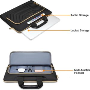 MOSISO Custodia Porta PC,15-15,6 Pollici Computer Borsa Compatibile con Macbook Pro 16,HP,Dell,Lenovo,Borsa Messenger con Anteriore Invertito Trapezio Trapuntata Tasca&PU Handle&Cintura,Nero