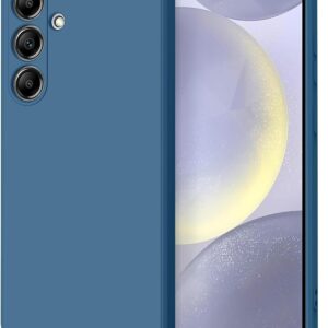 Tobfit Custodia per Samsung Galaxy S24 5G Cover, Custodia in Silicone Liquido Ultra Sottile con Fodera in Morbido Panno in Microfibra, Protezione Cover per Samsung Galaxy S24 5G (Blu navy)