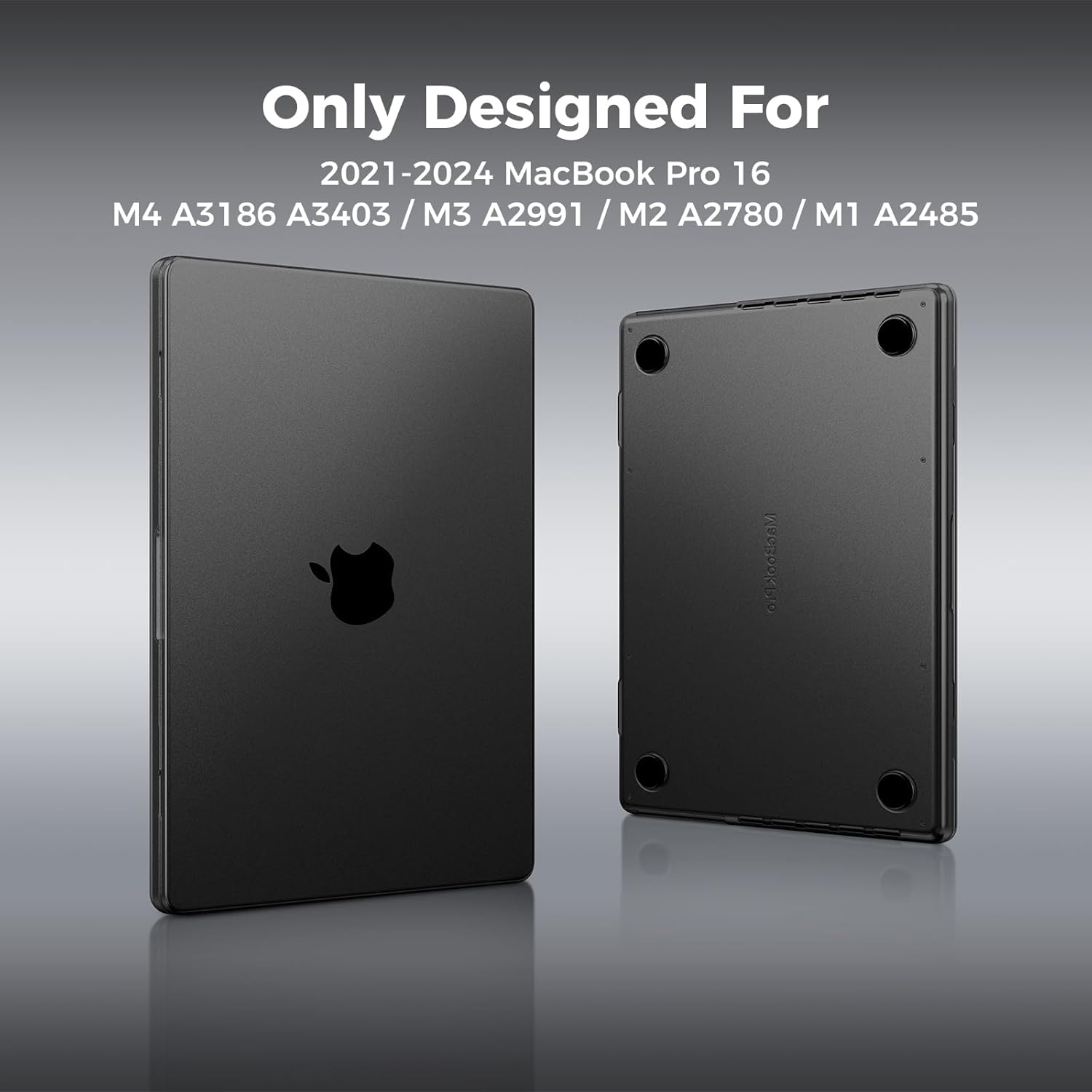 EooCoo Cover Ultra Sottile compatibile con MacBook Pro 16 Pollici M4 M3 M2 M1 Pro Max 2024 2023 2021, A3186 A3403 A2991 A2780 A2485, Custodia Rigido per Mac Laptop - Nero Siderale Opaco - immagine 6