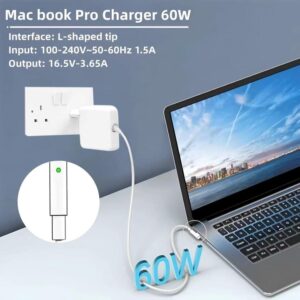 Compatibile con Macbook Pro L-Tip 60W caricabatterie, adattatore di alimentazione di sostituzione, per Mac Book Pro 13 pollici – prima della metà del 2012 Modello A1278 A1181、A1184、A1344、A1330、A1342