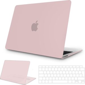 NPUOLS Custodia Protettiva per MacBook Air 13 Pollici Cover 2021 2020 2019 2018 Modello A2337(M1) A2179 A1932, Opaco Rigide Custodia e Ultra Sottile TPU UE Tastiera Cover (A2337 A2179), Rosa